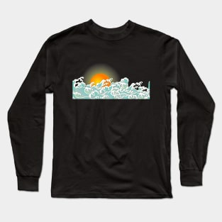 ocean wave and sunset Long Sleeve T-Shirt